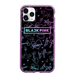 Чехол iPhone 11 Pro матовый NEON BLACKPINK АВТОГРАФЫ, цвет: 3D-фиолетовый
