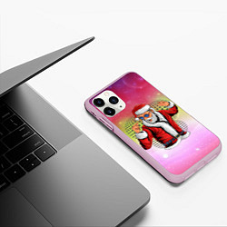 Чехол iPhone 11 Pro матовый Disco Santa 2022, цвет: 3D-розовый — фото 2