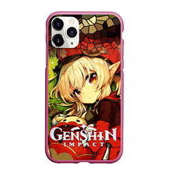 Чехол iPhone 11 Pro матовый Кли - искорка из Genshin Impact, цвет: 3D-малиновый