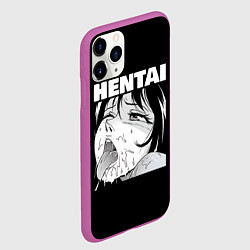 Чехол iPhone 11 Pro матовый HENTAI девочка ahegao, цвет: 3D-фиолетовый — фото 2
