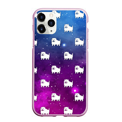 Чехол iPhone 11 Pro матовый UNDERTALE DOGS PATTERN SPACE, цвет: 3D-розовый