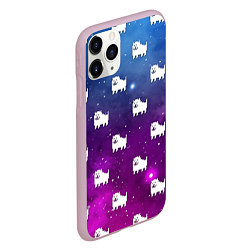 Чехол iPhone 11 Pro матовый UNDERTALE DOGS PATTERN SPACE, цвет: 3D-розовый — фото 2