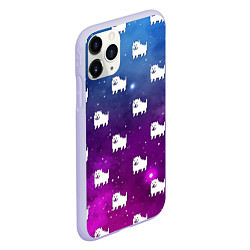 Чехол iPhone 11 Pro матовый UNDERTALE DOGS PATTERN SPACE, цвет: 3D-светло-сиреневый — фото 2
