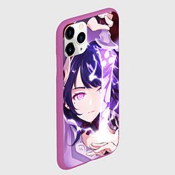 Чехол iPhone 11 Pro матовый СЁГУН РАЙДЕН НЕОНОВАЯ КАТАНА, GENSHIN IMPACT, цвет: 3D-фиолетовый — фото 2
