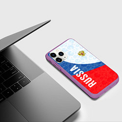 Чехол iPhone 11 Pro матовый RUSSIA SPORT STYLE РОССИЯ СПОРТИВНЫЙ СТИЛЬ, цвет: 3D-фиолетовый — фото 2