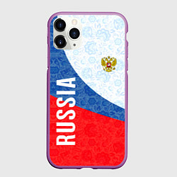 Чехол iPhone 11 Pro матовый RUSSIA SPORT STYLE РОССИЯ СПОРТИВНЫЙ СТИЛЬ, цвет: 3D-фиолетовый