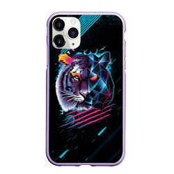 Чехол iPhone 11 Pro матовый Разноцветный тигр, цвет: 3D-светло-сиреневый