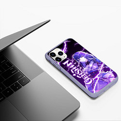 Чехол iPhone 11 Pro матовый СЁГУН РАЙДЕН НЕОНОВЫЕ МОЛНИИ, ГЕНШИН ИМПАКТ, цвет: 3D-светло-сиреневый — фото 2