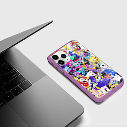 Чехол iPhone 11 Pro матовый UNDERTALE PATTERN HEROES, ВСЕ ГЕРОИ ИГРЫ, цвет: 3D-фиолетовый — фото 2