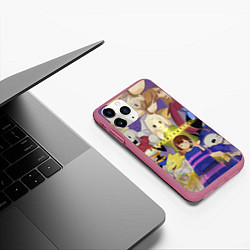 Чехол iPhone 11 Pro матовый FRISK UNDERTALE, ALL HEROES GAME, цвет: 3D-малиновый — фото 2