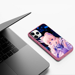 Чехол iPhone 11 Pro матовый КОКОМИ ГЕНШИН ИМПАКТ СИНИЕ РОЗЫ, цвет: 3D-малиновый — фото 2