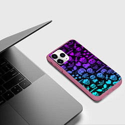 Чехол iPhone 11 Pro матовый UNDERTALE NEON PATTERN УЗОР, цвет: 3D-малиновый — фото 2