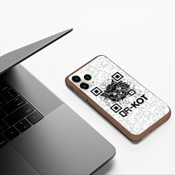 Чехол iPhone 11 Pro матовый QR код котик, цвет: 3D-коричневый — фото 2