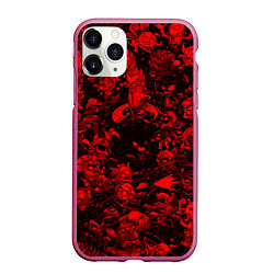 Чехол iPhone 11 Pro матовый DOTA 2 HEROES RED PATTERN ДОТА 2, цвет: 3D-малиновый