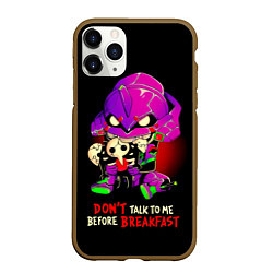 Чехол iPhone 11 Pro матовый DONT TALK TO ME BEFORE BREAKFAST - Evangelion, цвет: 3D-коричневый