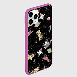 Чехол iPhone 11 Pro матовый Космические коты, цвет: 3D-фиолетовый — фото 2