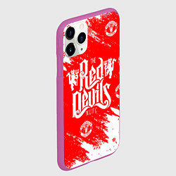 Чехол iPhone 11 Pro матовый НОВОГОДНИЙ СВИТЕР MANCHESTER UNITED КРАСНО БЕЛЫЙ, цвет: 3D-фиолетовый — фото 2