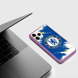 Чехол iPhone 11 Pro матовый НОВОГОДНИЙ ЧЕЛСИ, CHELSEA НОВЫЙ ГОД, цвет: 3D-фиолетовый — фото 2