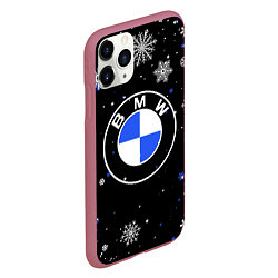 Чехол iPhone 11 Pro матовый НОВОГОДНИЙ БМВ НОВЫЙ ГОД BMW, цвет: 3D-малиновый — фото 2