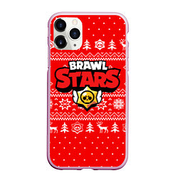 Чехол iPhone 11 Pro матовый НОВОГОДНИЙ СВИТЕР BRAWL STARS КРАСНЫЙ, цвет: 3D-розовый