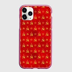 Чехол iPhone 11 Pro матовый Серп и Молот - СССР, цвет: 3D-малиновый