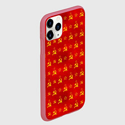 Чехол iPhone 11 Pro матовый Серп и Молот - СССР, цвет: 3D-малиновый — фото 2