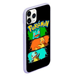 Чехол iPhone 11 Pro матовый Стартовые покемоны - Pokemon, цвет: 3D-светло-сиреневый — фото 2