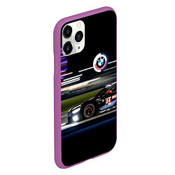 Чехол iPhone 11 Pro матовый BMW night city, цвет: 3D-фиолетовый — фото 2