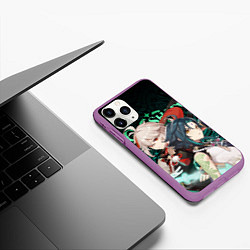 Чехол iPhone 11 Pro матовый КАЗУХА И СЯО XIAO AND KAZUHA GENSHIN, цвет: 3D-фиолетовый — фото 2