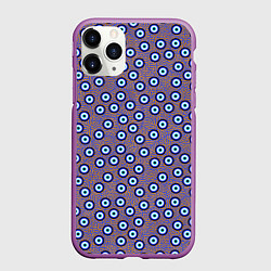 Чехол iPhone 11 Pro матовый Глаза от сглаза паттерн крупно, цвет: 3D-фиолетовый