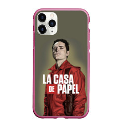 Чехол iPhone 11 Pro матовый БУМАЖНЫЙ ДОМ БЕРЛИН - LA CASA DE PAPEL, цвет: 3D-малиновый