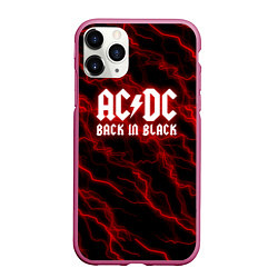 Чехол iPhone 11 Pro матовый ACDC Разряды молнии, цвет: 3D-малиновый