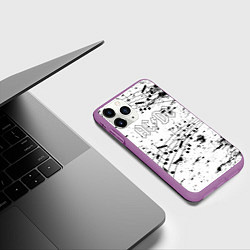 Чехол iPhone 11 Pro матовый ACDC - Музыкальные ноты, цвет: 3D-фиолетовый — фото 2