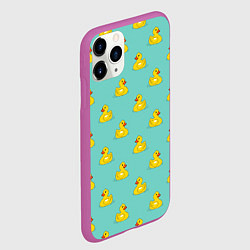 Чехол iPhone 11 Pro матовый Желтый утенок паттерн, цвет: 3D-фиолетовый — фото 2
