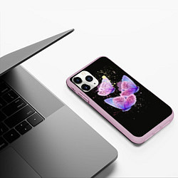 Чехол iPhone 11 Pro матовый Butterflies Sky, цвет: 3D-розовый — фото 2