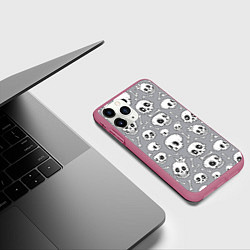 Чехол iPhone 11 Pro матовый Skulls & bones, цвет: 3D-малиновый — фото 2