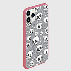 Чехол iPhone 11 Pro матовый Skulls & bones, цвет: 3D-малиновый — фото 2