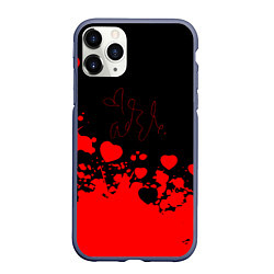 Чехол iPhone 11 Pro матовый Adele Сердечки Автограф, цвет: 3D-серый