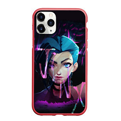 Чехол iPhone 11 Pro матовый League Of Legends Jinx neon, цвет: 3D-красный