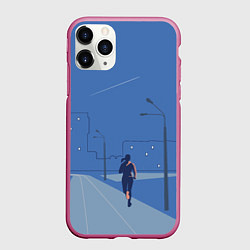 Чехол iPhone 11 Pro матовый Пробежка, цвет: 3D-малиновый