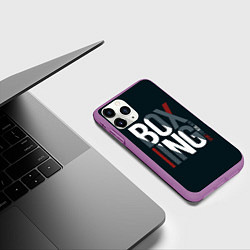 Чехол iPhone 11 Pro матовый Бокс - Boxing, цвет: 3D-фиолетовый — фото 2
