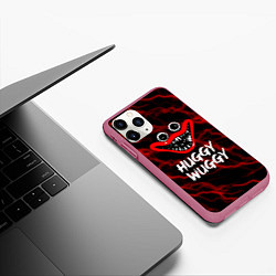 Чехол iPhone 11 Pro матовый Huggy Wuggy гроза, цвет: 3D-малиновый — фото 2