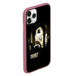 Чехол iPhone 11 Pro матовый Bendy And The Ink Machine подтеки, цвет: 3D-малиновый — фото 2