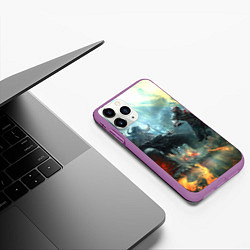 Чехол iPhone 11 Pro матовый God of War Fighting, цвет: 3D-фиолетовый — фото 2