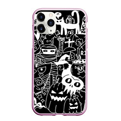 Чехол iPhone 11 Pro матовый Monster & Cat, цвет: 3D-розовый