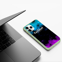 Чехол iPhone 11 Pro матовый Genshin Impact Облака, цвет: 3D-салатовый — фото 2