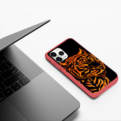 Чехол iPhone 11 Pro матовый Огненный Еигр Fire Еiger Пламя, цвет: 3D-красный — фото 2