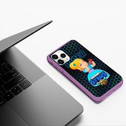 Чехол iPhone 11 Pro матовый Пайпер BRAWL STARS соты, цвет: 3D-фиолетовый — фото 2