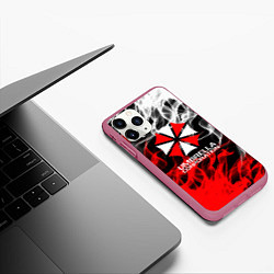 Чехол iPhone 11 Pro матовый Umbrella Corporation Fire, цвет: 3D-малиновый — фото 2