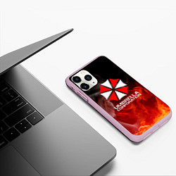 Чехол iPhone 11 Pro матовый Umbrella Corporation пламя, цвет: 3D-розовый — фото 2